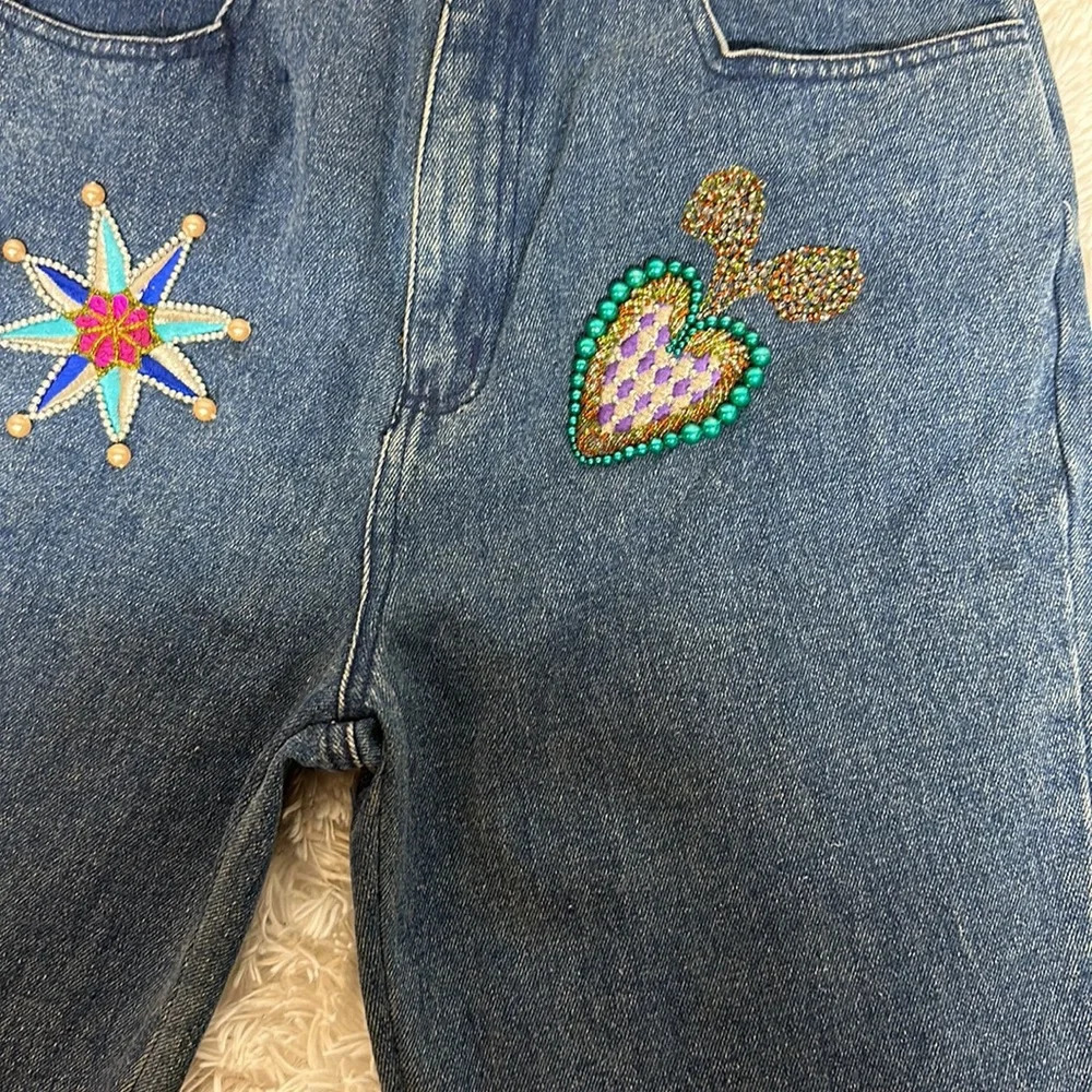 NWT Vintage 80s Cedars Beaded Embellished High waist jeans - Picture 4 of 11